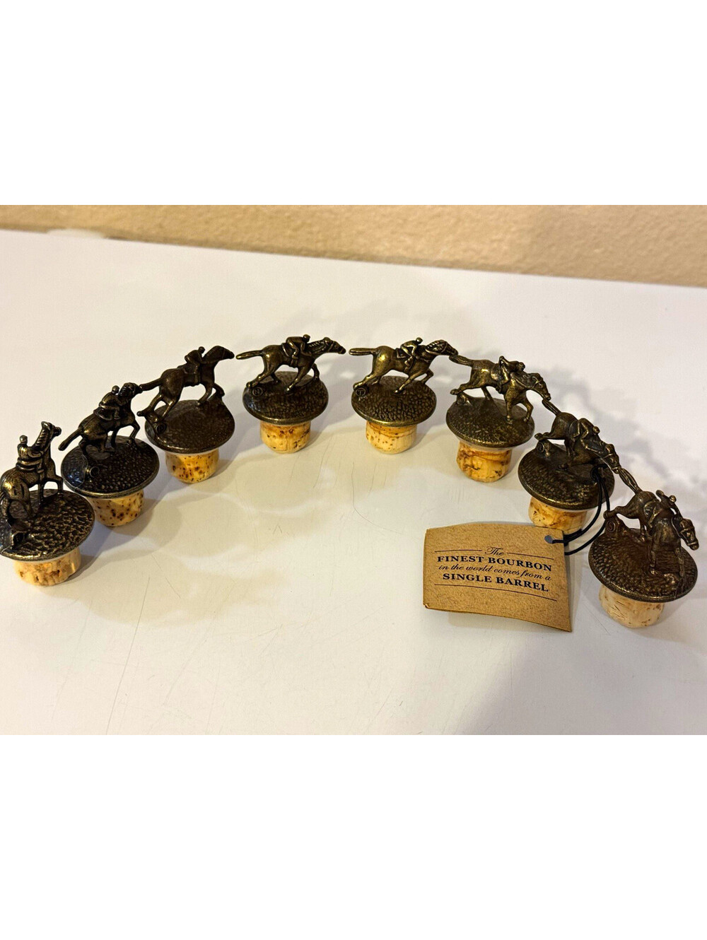 Blanton’s Bourbon Complete Set 8 Horse Bottle Stoppers B-L-A-N-T-O-N-S Tag